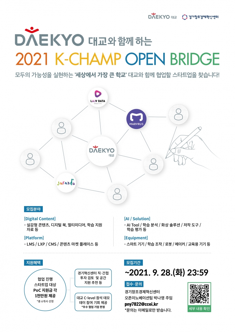 대교와 함께하는 ‘2021 K-CHAMP OPEN BRIDGE’ 홍보 포스터 (제공: 경기창조경제혁신센터)
