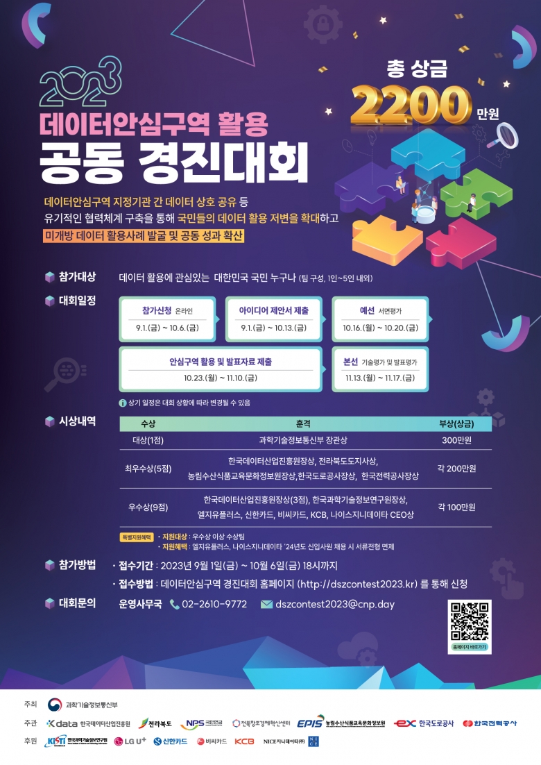 ‘2023 데이터안심구역 활용 공동 경진대회’ 포스터 (제공: 한국데이터산업진흥원)